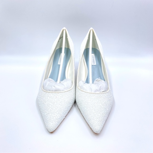 Nine West Womens Arlene White Glitter Point Toe Low Stiletto Heels Pumps Shoes 8 - Picture 4 of 16